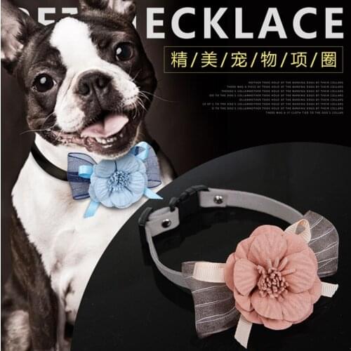 Small and pure and fresh Yarn quality, and the bowknot of neckties Pet tire teddy puppy dog accessories adjusted collar 5pcs