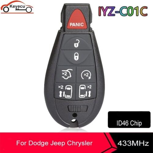 KEYECU M3N5WY783X IYZ-C01C 6+1 7 Buttons Fob 433Mhz For Dodge Caravan Jeep Chrysler Town & Country Smart Remote Control Car Key
