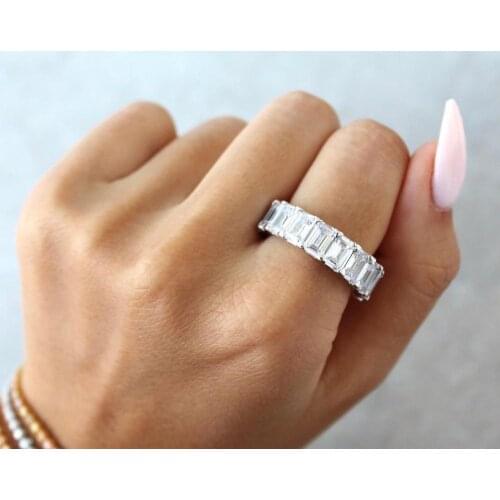 Choucong Eternity Promise Ring 925 sterling Silver Emeald cut AAAA Zircon cz Engagement Wedding Band Rings For Women Jewelry