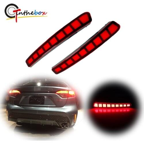 Red LED Rear Bumper Reflector Lights For 2020 2021 Toyota Corolla Tail /Brake, Rear Fog Light w/ Sequential Turn Signal Light