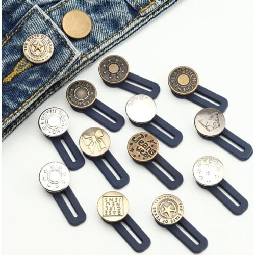 5-Piece Jeans Buckle Metal Silicone Extension Buckle Detachable Adjustable Buckle Jeans Waist Extension Buckle Waist Expander