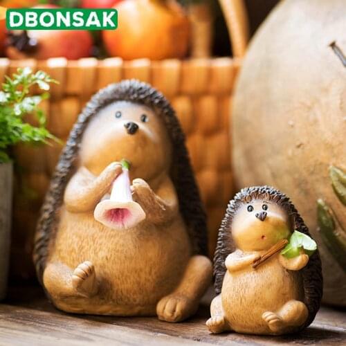 Cute Hedgehog Ornaments Cartoon Animal Ornaments Resin Small Hedgehog Sculpture Flower Stand Flowerpot Balcony Garden Decoration
