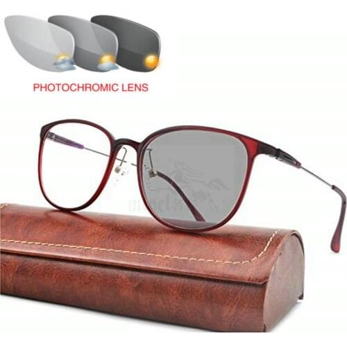 MINCL/new TR90 Finished Retro Glasses Frame Round Large Frame Sun Photochromic Ladies Reading Glasses with box FML