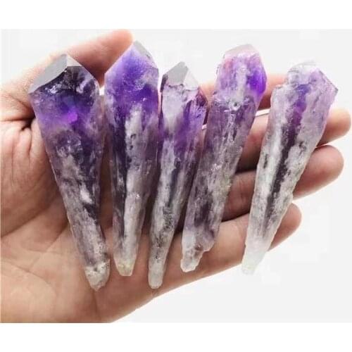 MOKAGY 5pc Natural Quartz Cluster Specimen Wand Healing Amethyst Crystal Point
