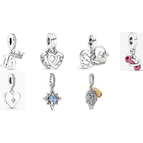 NEW 2021 100% 925 Sterling Silver Loving kitten Charm Pendant Fit DIY Original Bracelet Fshion Jewelry Gift