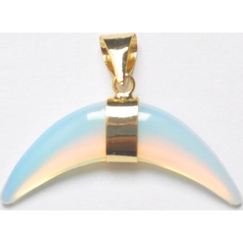 Opal Stone Bead GEM Pendant Crescent Jewelry For Gift Fashion S3105