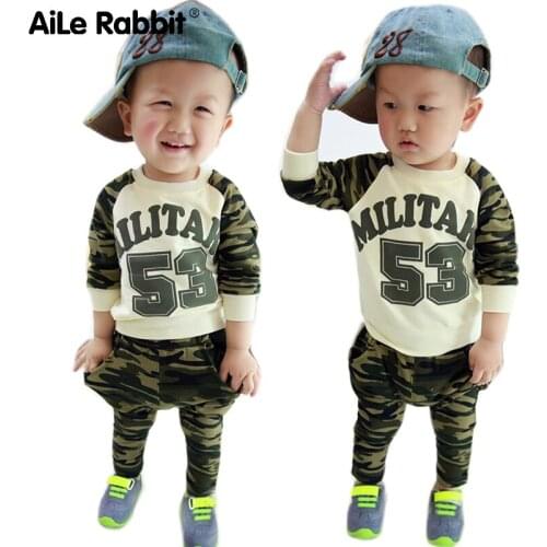 Autumn Long Sleeve Boy Baby Clothes Set Top T-Shirt Pants 2 Piece Camouflage Set Childrens Sports Clothes k1