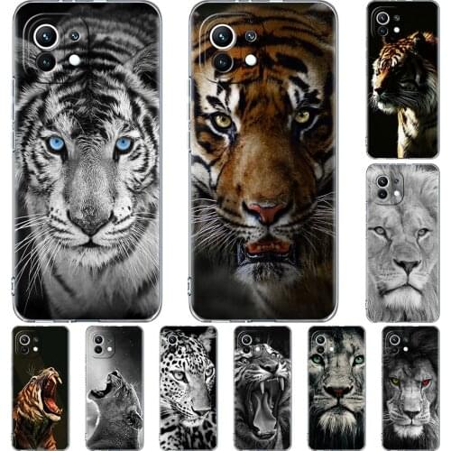 Clear Case for Xiaomi Mi Poco X3 NFC M3 11 10T Lite Phone Soft Cover Note 10 Pro 9T Transparent Celular Capa Lion Tiger Animal