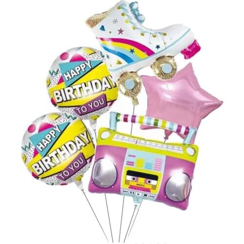Radio Roller Skates Foil Balloon Boombox Rollerblade Retro Music Rock Ballons Birthday Wedding Party Decoration Kid Boy Girl Toy