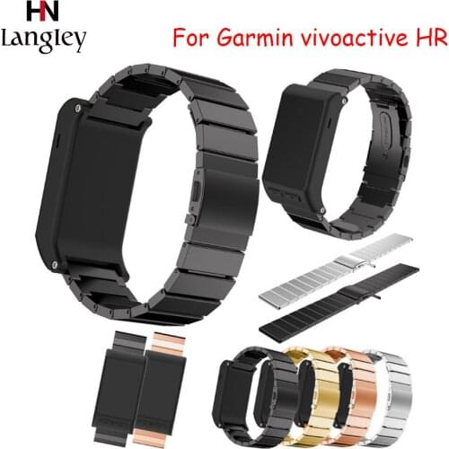 Stainless Steel Watchband For Garmin vivoactive HR 20mm Straps Fashion Durable Women Men Watch Straps Black Silver Bands