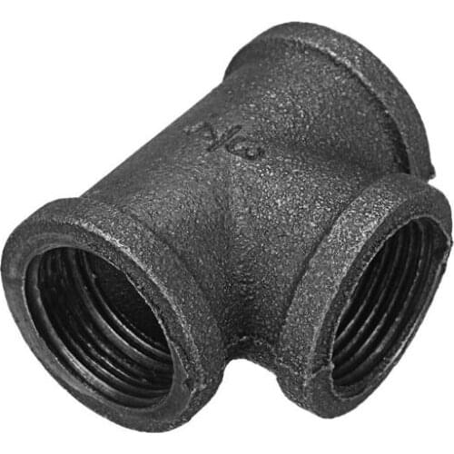 1pc 3/4'' Pipe Tee Black Cast Iron Tee Pipe Decora Pipe Fitting with Thread Hole for Vintage Retro Steampunk Industrial Tee