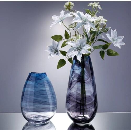 Handmade glass vase modern art dried flower vase room arrangement gradient glass living room decoration crafts decora