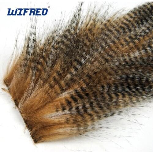 Wifreo 2 Bags 5CM X 12CM Fly Tying Furabou Grizzly Color Craft Fur Fiber for Streamer Tail Wing Material Medium Size