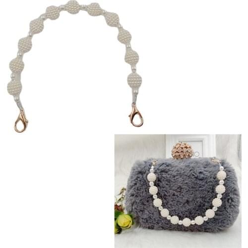 Women Short Handbag Pearl Bead Handle Chain Handbag Purse Chain Replacement Bag Strap With Golden Clasp Bags Accessories