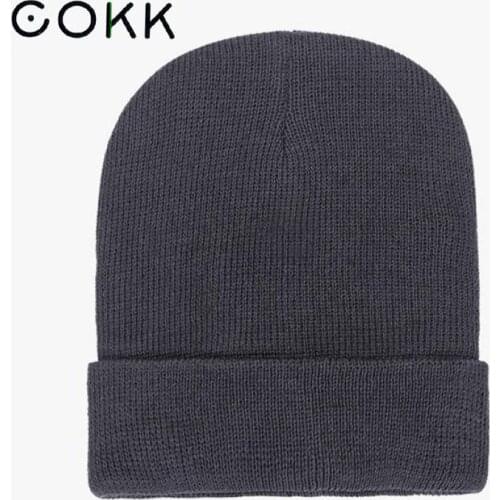 COKK Winter Cold Proof Ear Protecting Knitted Cap For Men And Women Sports Headgear Simple Flanging Hat Male Cycling Beanie