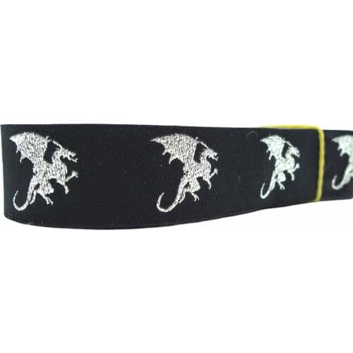 10 Meters 7/8'' 22mm Wide Silver Dragon Dog Collar Woven Jacquard Ribbon