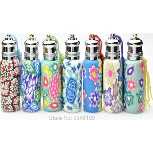 10ML 30pcs/lot Glass Roll On Perfume Bottle, Portable Printed Refillable Bottle, Beautiful Vintage Charming Pendant Decoration