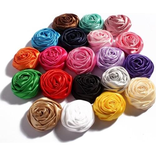 10PCS 5CM Satin Chiffon Flowers Boutique DIY Flower Headwear Artificial Accessory Hair Fabric Flowers Wedding Clothes Bride