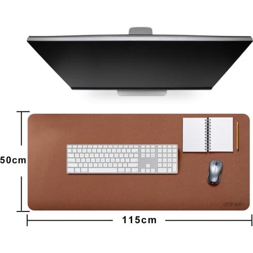 115X50cm Mouse Pad PU Leather Desk Mat Business Office Home Table Pad for Laptop Keyboard for CS Double Side Color[Brown/Gray]