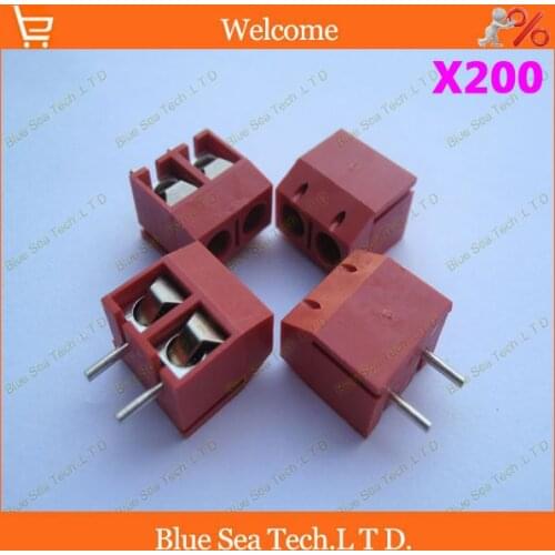 200pcs The best Red KF301-2P 5.0mm 2Pin PCB Screw Terminal Block Connector,300V/16A(14-22AWG wire)