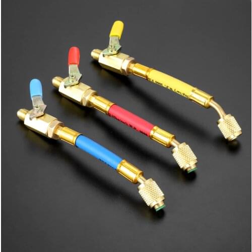 3Pcs 7" 1/4" SAE R134A R410a Brass AC Refrigerant HVAC AC Charging Hoses with Ball Shut Off Valves 170mm 600Psi