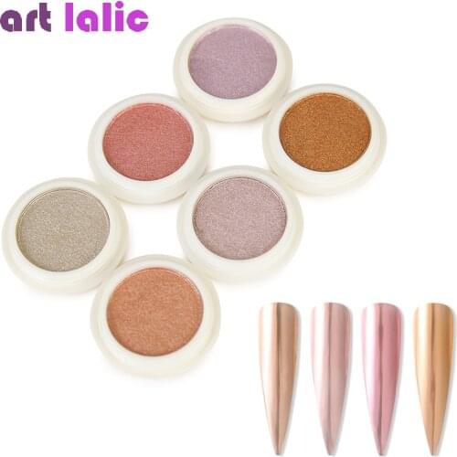 6 Colors/Set Mirror Laser Nail Glitter Solid Powders Aurora Effect Nail Art Chrome Pigment Dust DIY Design Decoration