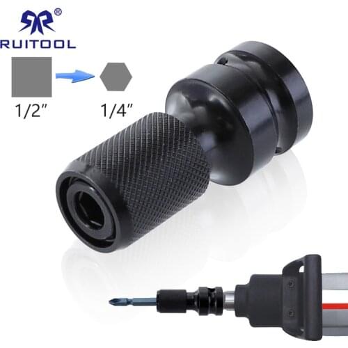 1/2" Square To 1/4" Hex Screwdriver Socket Adapter Quick Release Chuck Drive Converter CR-V Impact Adapter For Screwdriver Bit