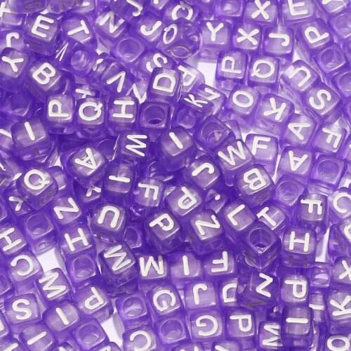 6*6mm Mixed Purple Letter Acrylic Beads Square Cube Alphabet Loose Spacer Beads For Jewelry Making Diy Bracelet Necklace