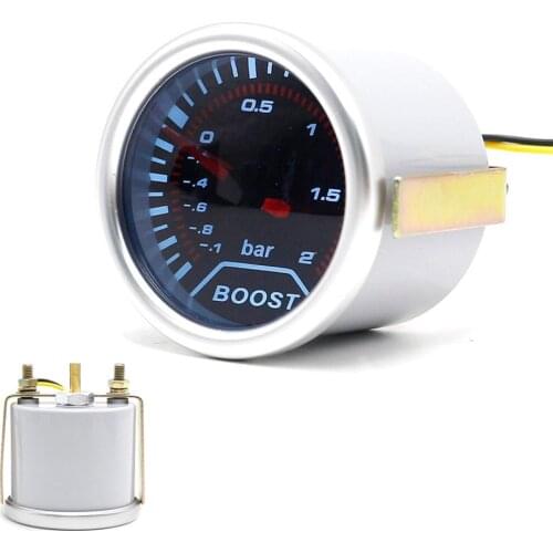 2"52mm 12V Car Auto Turbo Boost Gauge -1~2 Bar Smoke Lens Car Turbo Pressure Meter White LED Light