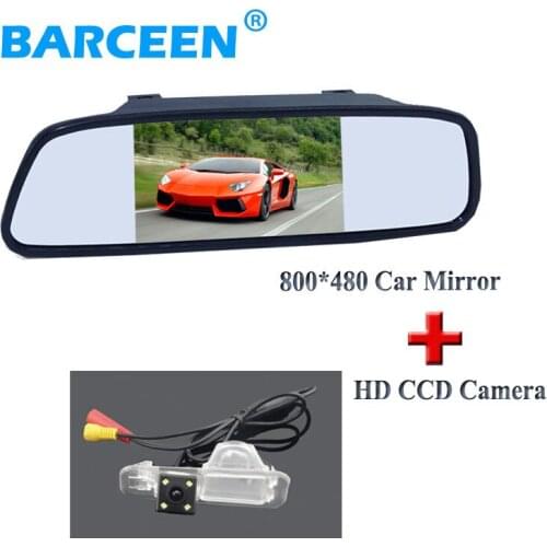 5" Wide screen lcd car display mirror monitor with 170 lens angle car reserve parking camera 4 led hd ccd for Kia K2 Rio sedan