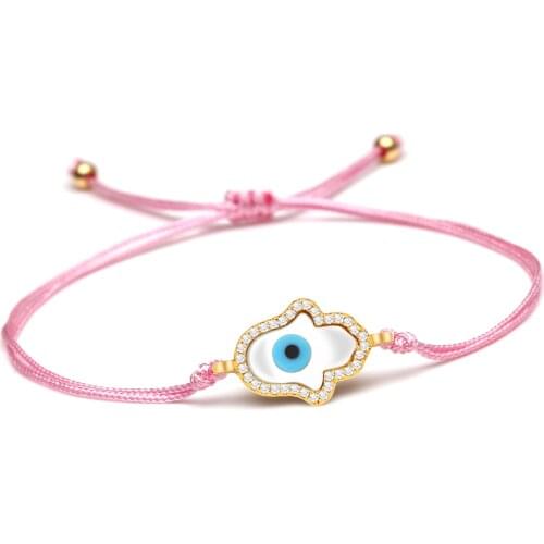White Cowrie Shells Hamsa Hand Lucky Charm Bracelet Women Men 2020 New Fashion Hand Of Fatima Pink Orange Red Blue Cord Jewelry