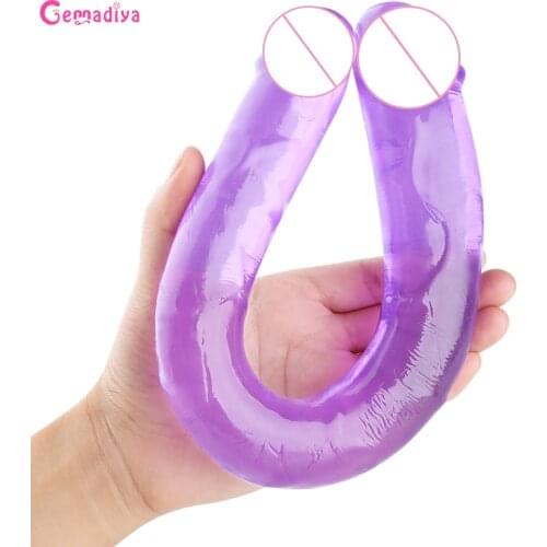 Big Dildo Vibrator Crystal Jelly U Type Dildo Realistic Penis Male Dick Anal Dildo G Spot Massage Sex Toy for Women Masturbation