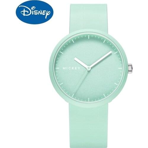 Disney Original Girls Fashion Casual Japan Quartz Wristwatch Women Youth Lady Student Sport Gift Clock Silicone Strap Pink Green