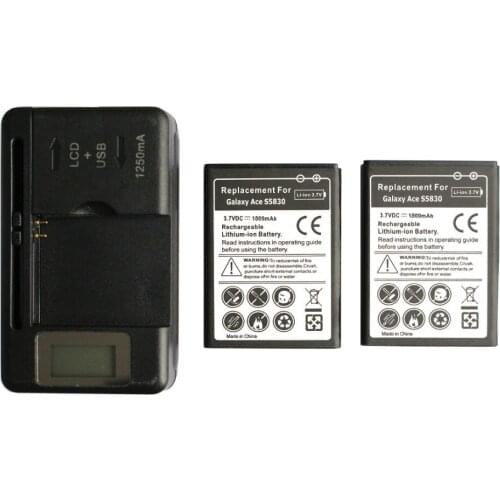 Ciszean 2x 1500mAh EB494358VU Replacement Battery + Charger For Samsung Galaxy Ace S5830 S5660 S5670 S7510 S5830i S5838 S7250D