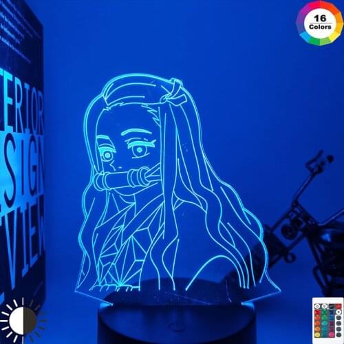 Kimetsu No Yaiba Nezuko Kamado Figure 3D Led Night Light for Bedroom Decor Nightlight Kids Child Table 3d Lamp Demon Slayer Gift