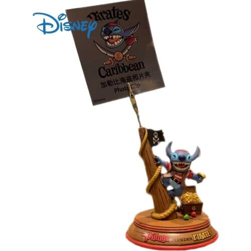 Disney Cute Stitch Action Figure Dolls Photo Holder Pirates of The Caribbean Design Stitch Anime Figures Model Kids Toys Gifts