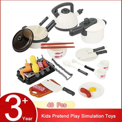Kids Simulation Kitchenware Cooking Pretend Play Toys Set Kitchen Utensils Appliances Barbecue Grill Educational Toys Gift