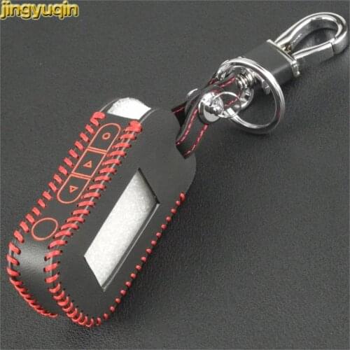 Jingyuqin Handmade Leather Key Case for Starline A93 A63 Car LCD Alarm Remote Controller Keychain Cover New Style