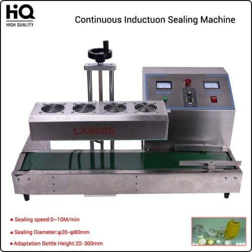 LX6000 Automatic electromagnetic induction foil sealing machine,Stainless Steel Continuous Induction Cap Sealer,20-80mm