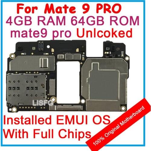 4GB RAM 64GB ROM For HUAWEI Ascend MATE 9 PRO Motherboard 100% Original Mainboard EMUI Logic Board With Full Chips