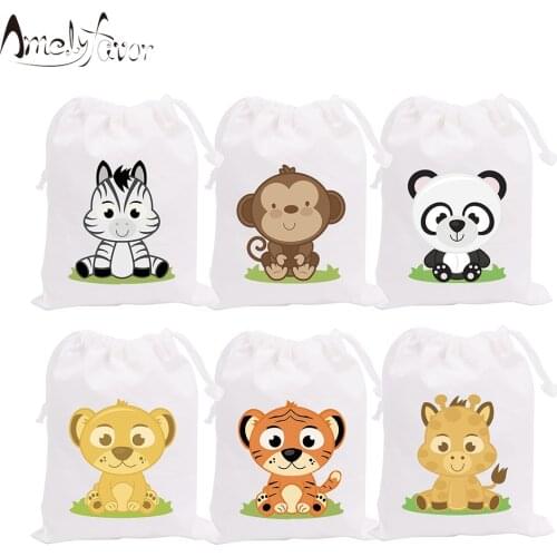 Safari Babies Animal Theme Party Bag Gift Candy Bags Custom Animals Birthday Party Event Decorations Party Container Supplies