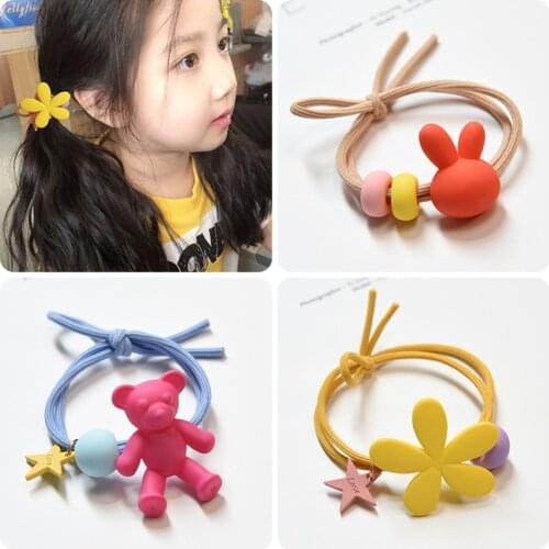 Children Cute Candy Rabbit Bear Star Flower Scrunchies Rubber Bands Girls Lovely Elastic Hair Bands Kids Sweet Hair Accessories