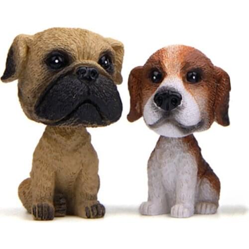 Mini French Bulldog Nodding Dog Toys Car Dashboard Decor Bobblehead Shaking Head Toy Auto Accessory Interior Car Ornaments Gift