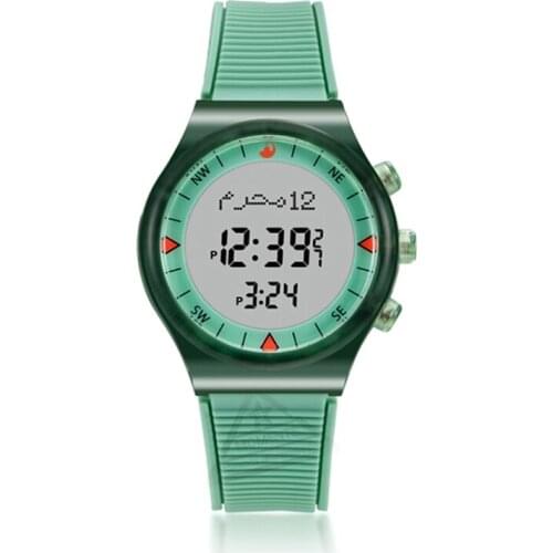 Muslim Prayer Watch with Qibla and Azan Time 3 Bar Waterproof Islamic Kids Adhan Wrist Clock