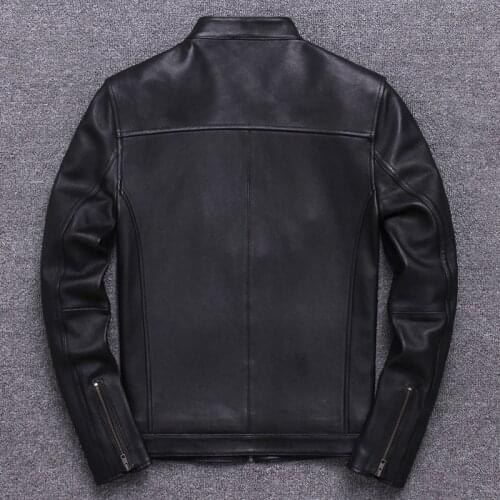 Natural 200% Genuine Leather Jacket Men Winter Spring Streetwear Sheepskin Coat Man Moto Biker Real Leather Jackets 77992