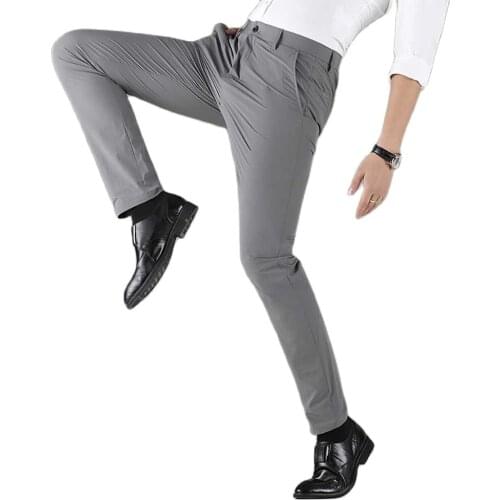 Fashion Casual Pants Men Suit Trousers Straight Slim Pants Korean Style Spring Summer Pants Banquet Office Wedding Man Clothing