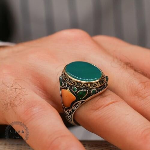 Agate Aqeeq 925 silver mens ring. Mens jewelry stamped with silver stamp 925 All sizes are available