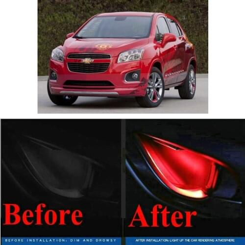 4pc CF style stickers on cars interior inside door handle atmosphere lamp for Chevrolet TRAX VIVANT VOLT CORVETTE EPICA Traverse