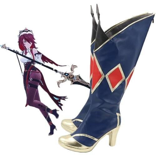 Game Genshin Impact Rosaria Black High Heel Cosplay Shoes Boots Halloween Carnival Woman Cosplay Costume Accessories