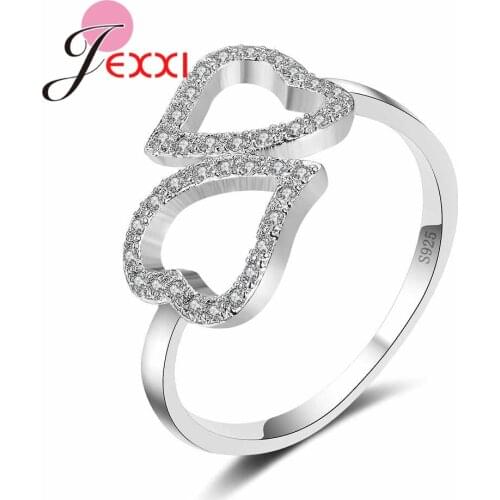 Charming 925 Sterling Silver Hollow Out Heart Rings For Women Engagement Jewelry With Cubic Zirconia Bridal Wedding Ringen